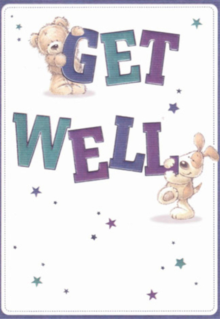 This illustrated get well card is a celebration of bright spirits and gentle encouragement, perfectly attuned to Fitzrovia's artistic pulse. The design features a warm teddy bear, soft as a cloud and stitched with affection, joined by a floppy-eared puppy whose playful energy is unmistakable. Scattered above and around them, sparkling stars in gradients of blue, purple, and teal seem to float like cheerful confetti above the streets near Regents Crescent. The typography-robust, joyful, and imbued with Fitzrovia's own creative vibrancy-anchors the scene in a confident, cheerful reassurance. There's an almost tactile quality to the image: you can almost feel the downy fur of the bear and the velvet of the puppy's long ears, reminiscent of the textured petals in a hand-crafted bouquet. Each illustrated element has been placed with the same care as a florist setting a final sprig of greenery among garden roses. The overall effect is one of light, airiness, and sincerity, perfect for brightening a loved one's day on Gower Street or beyond. Pairing this card with a bouquet delivered by Fitzrovia Florist transforms a simple gesture into a powerful wave of comfort and hope-an embrace in both words and flowers.